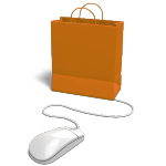 shopping bag attached to a computer mouse