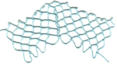 row four of Chain Decrease netting stitch