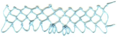 row one of Cupid Decrease netting stitch