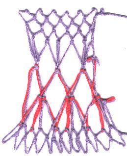 row 5 of Double Thread Increase netting stitch