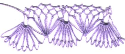 row 2 of Fan-bobble Increase netting stitch