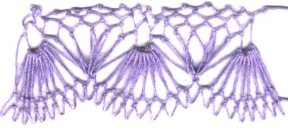 row 3 of Fan-bobble Increase netting stitch