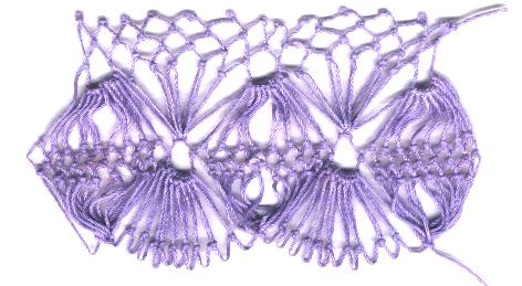 row 5 of Fan-bobble Increase netting stitch