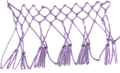 row 2 of Hula Increase netting stitch