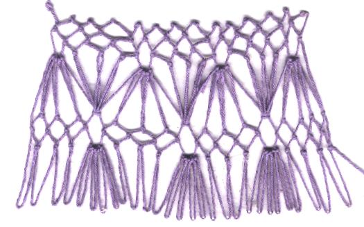 row 4 of Lantern Increase netting stitch