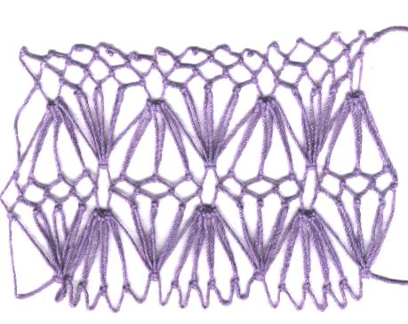row 5 of Lantern Increase netting stitch
