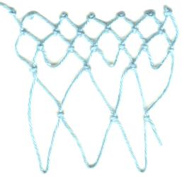 row 2 of Lattice Decrease netting stitch