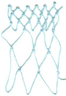 row 3 of Lattice Decrease netting stitch