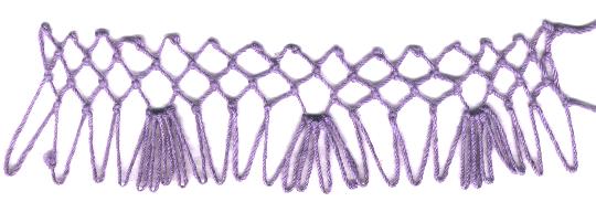 row 1 of pantaloons increase netting stitch
