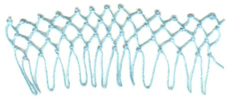 row 1 of Posy Decrease netting stitch
