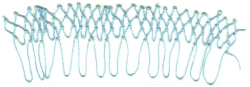 row 1 of Ray Decrease netting stitch