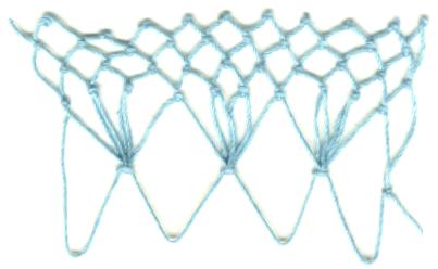row 1 of Spray Decrease netting stitch