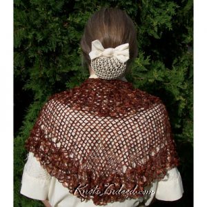 triangular net shawl made of ribbon using Mrs. Beeton's pattern