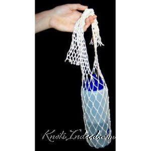 net bag created from the bottom up with tied handles